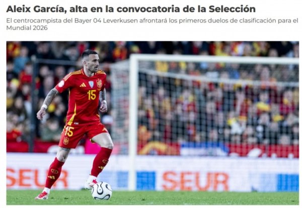 Chính thức của Tây Ban Nha: Tuyển dụng tiền vệ 28 tuổi của Leverkusen Alex Garcia vào vòng loại Worl